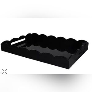 NIB Addison Ross large black lacquer scalloped ottoman tray